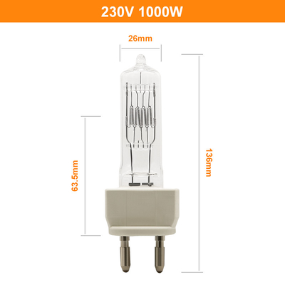 写真光学表示単一の終えられたハロゲン ランプ230v 1000wの水晶ランプG22の電球
